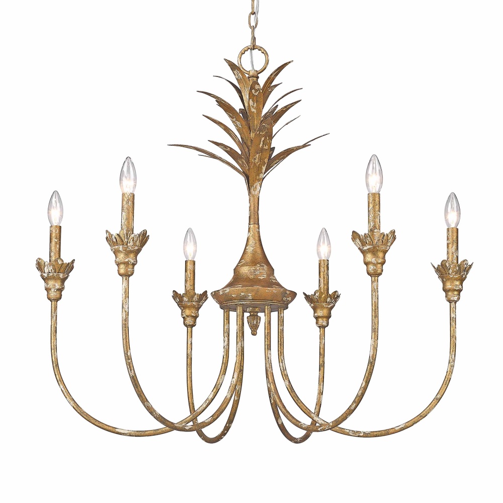 Golden Lighting Lillianne 6-light Chandelier in Heirloom Gold